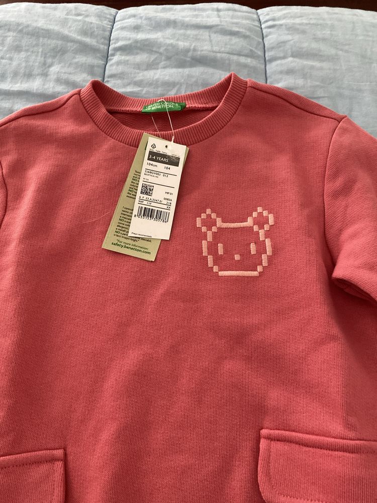 Vestido sweatshirt para criança benetton - 3/4 anos