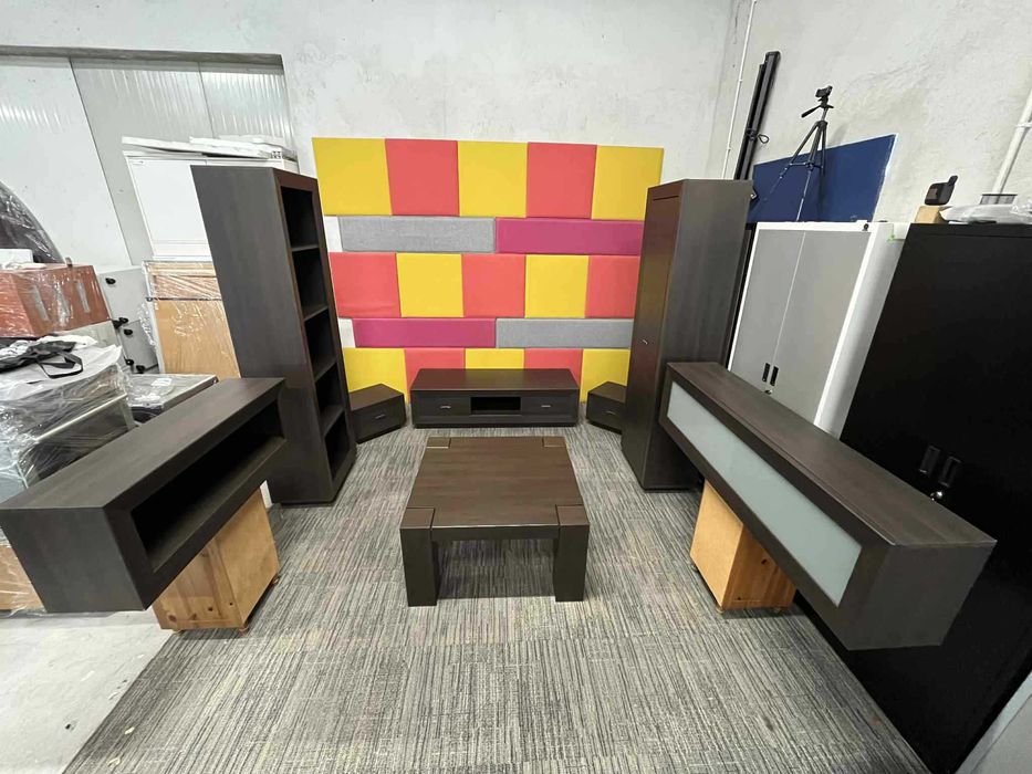 Zestaw mebli do salonu, biura wenge ciemny orzech 8 elementów