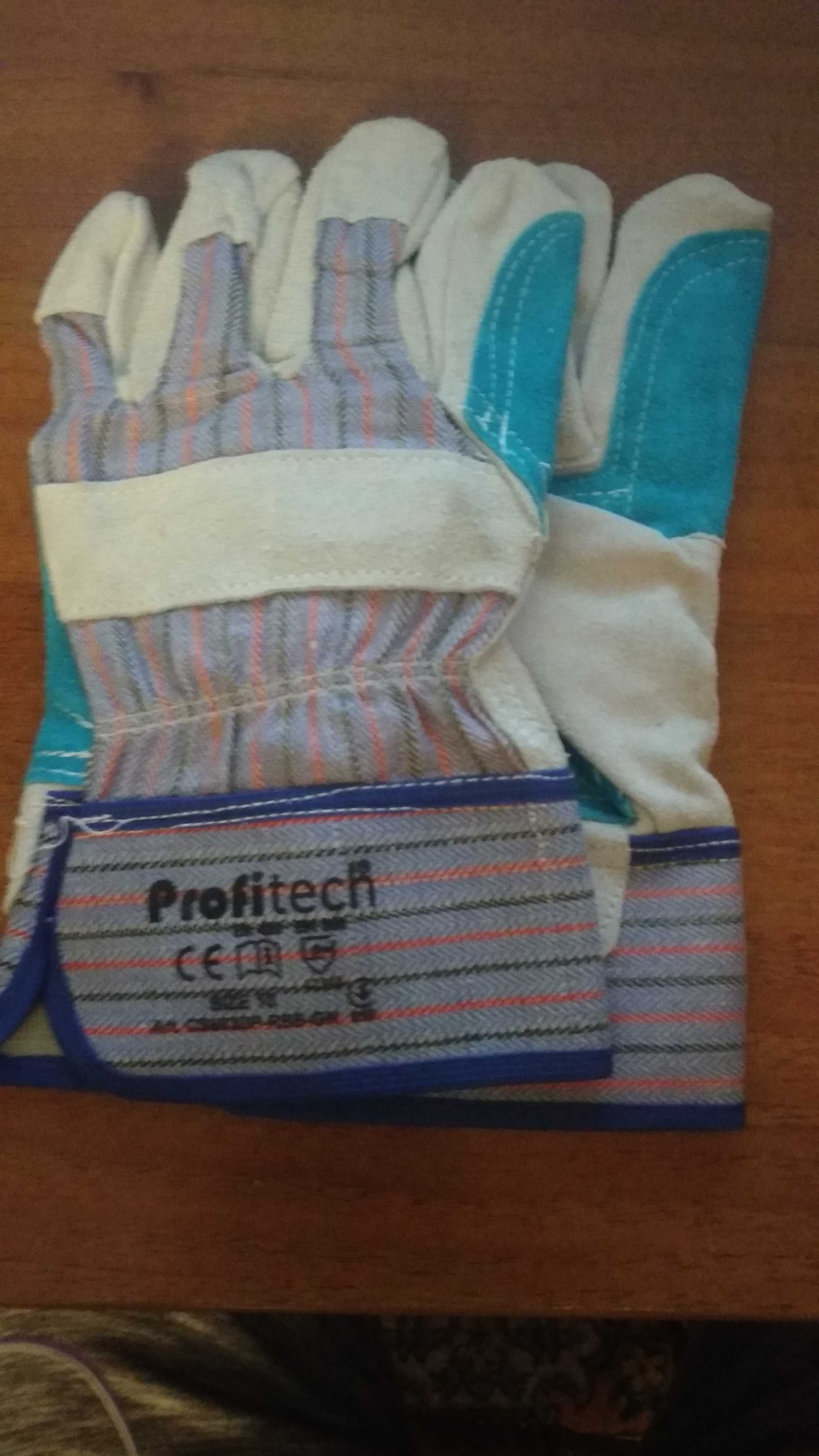 Рабочие перчатки кожаные Х/Б/спилок усиленный налад. Profitech CS603DP