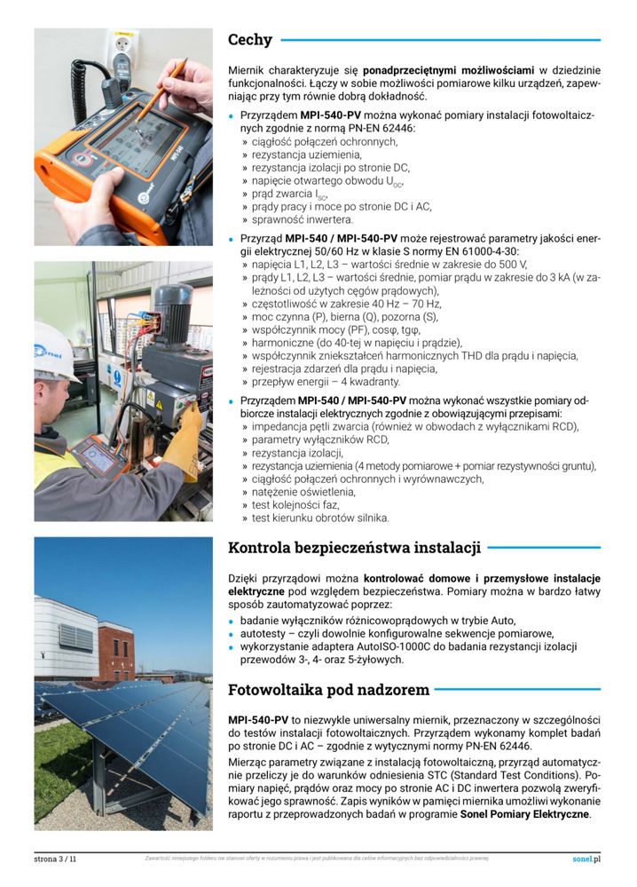 SONEL MPI-540 PV miernik wypożyczenie wynajem na doby FAKTURA VAT