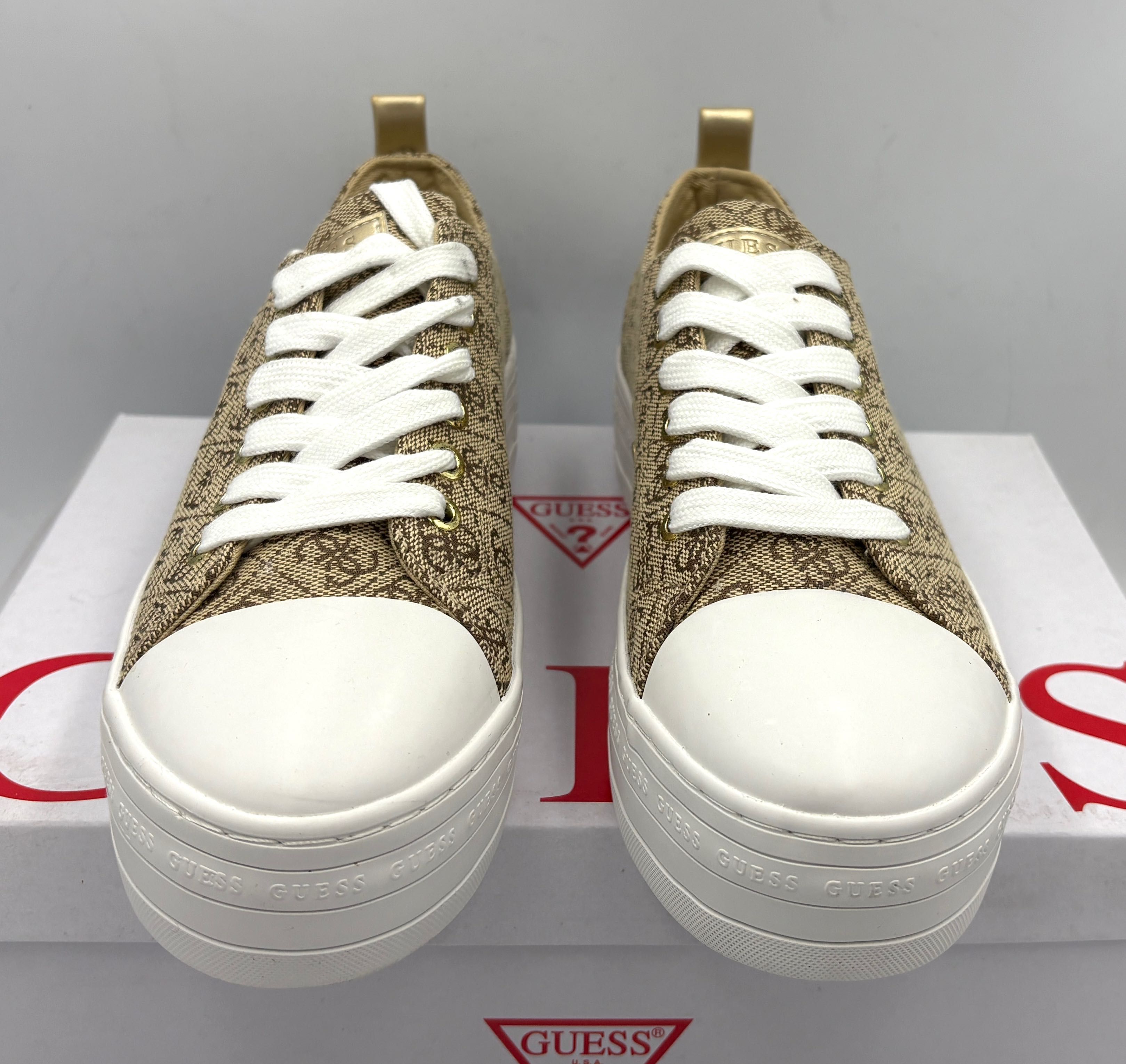‼️Nowe oryginalne trampki sneakersy GUESS Brigs5 beżowy beibr 38 AZ179
