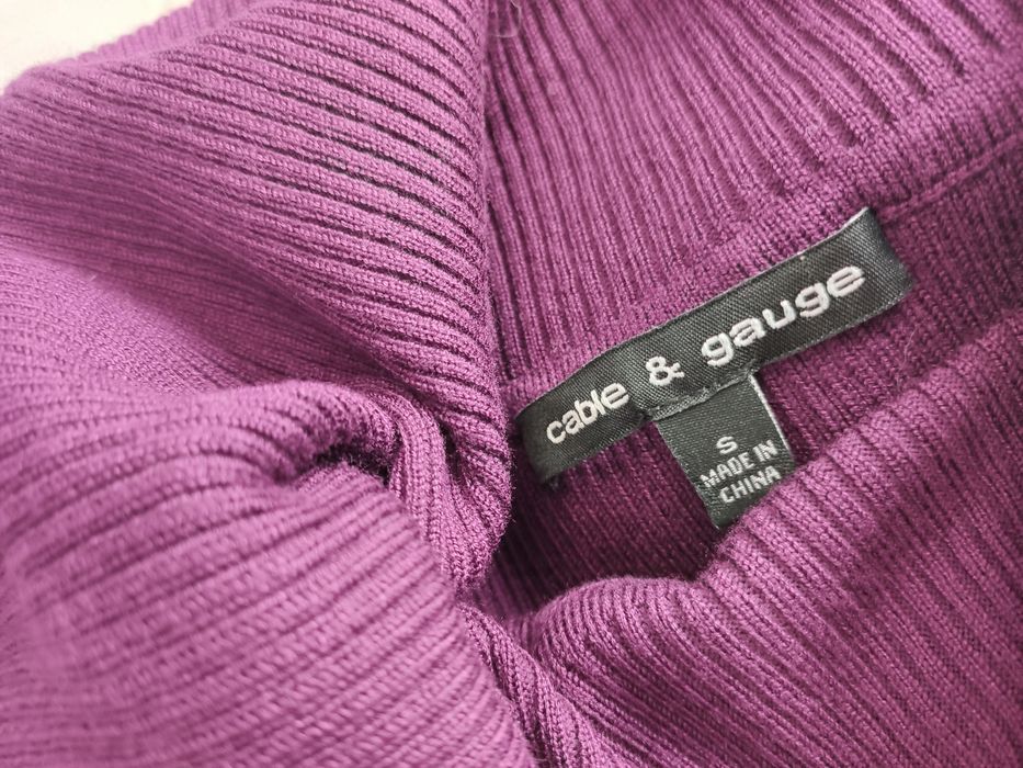 Cable gauge fajny fioletowy sweter golf rozm s