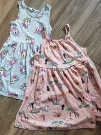 Dwie letnie sukienki dziewczęce 128 H&M Pepco