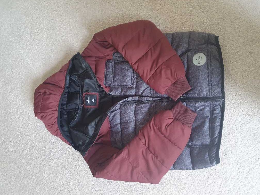 Kurtka Rip Curl 164 cm, szaro-bordowa, na 14 lat