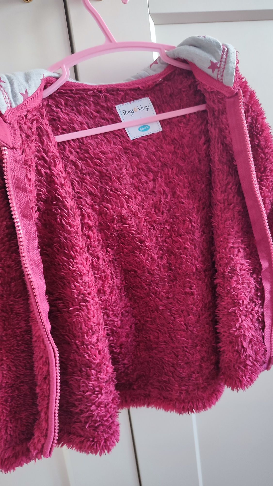 Ciepła bluza, dziecięca, misio, bordowa, kaptur, 86-92, Bugs&Hugs
