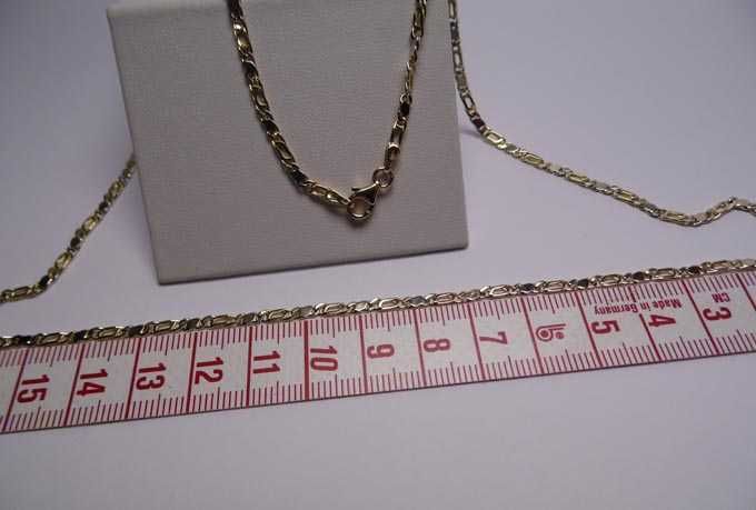 Złoty dwukolorowy łańcuszek 55 cm. 2,5 mm.