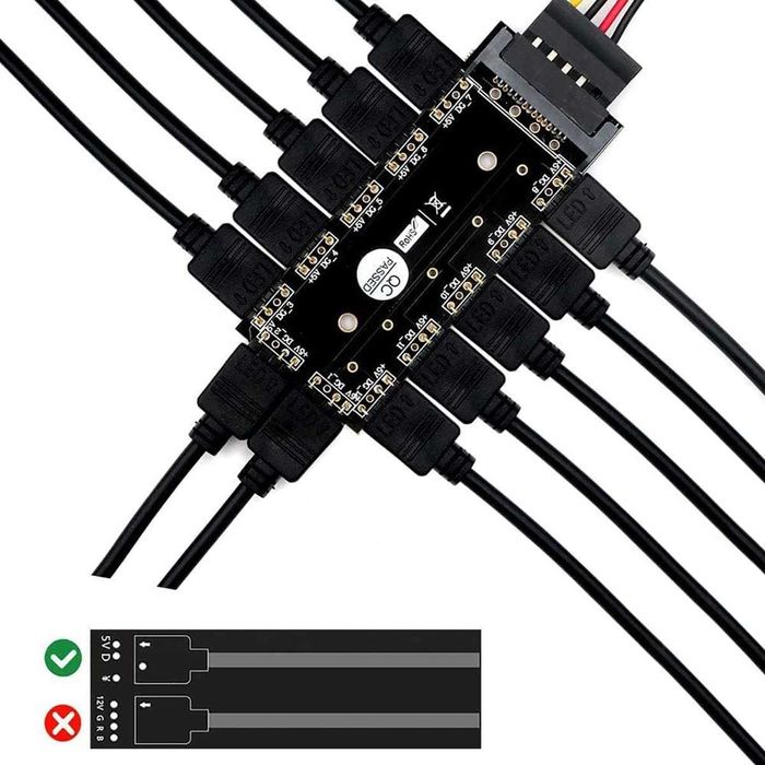 CTRICALVER kontroler, 1 do 11 portów ARGB HUB, 5 V bez kabla