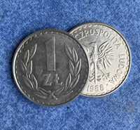 Moneta 1zl rok 1988 ze znaczkiem mennicy