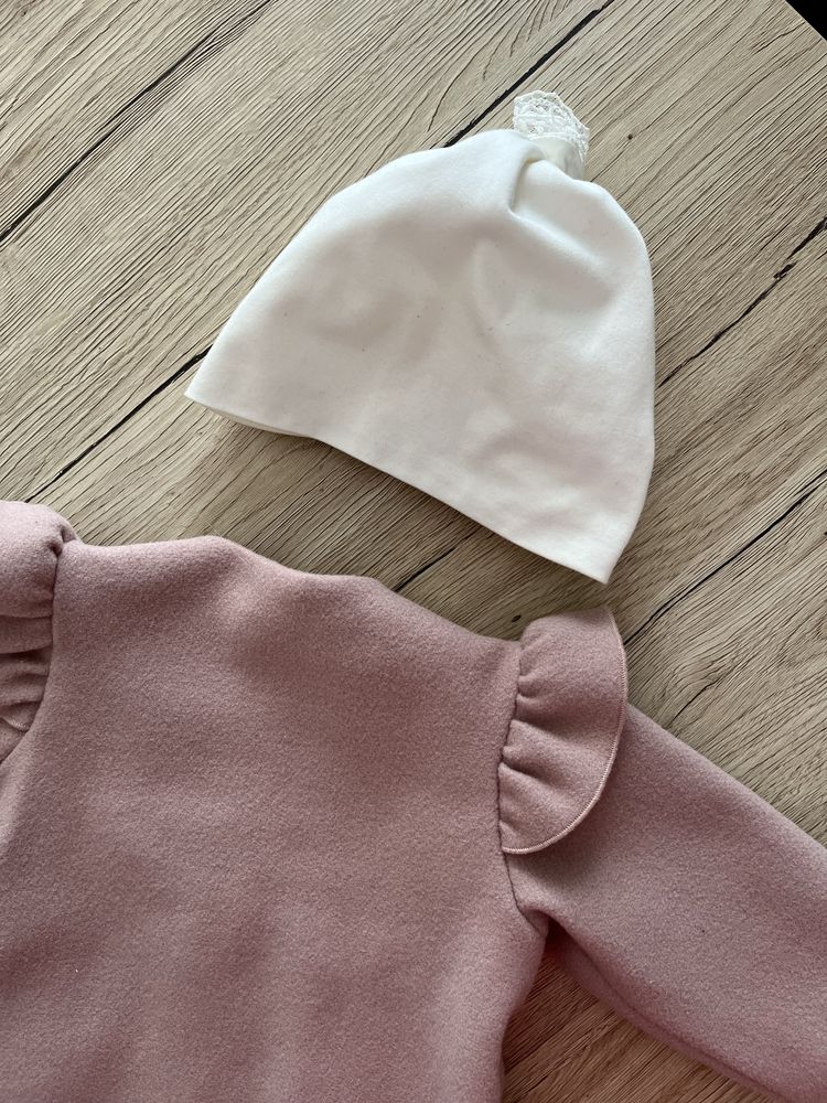 Czapka wiosenna cieńka turban ecrue kremowa niemowlęca chrzest Noeli