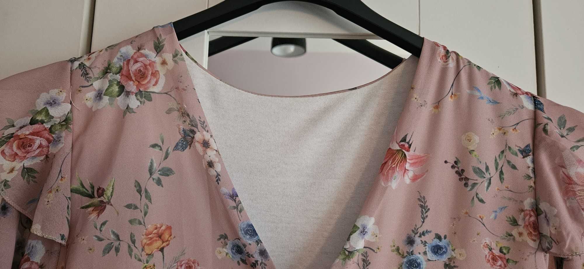 Moda włoska sukienka w kwiaty XL