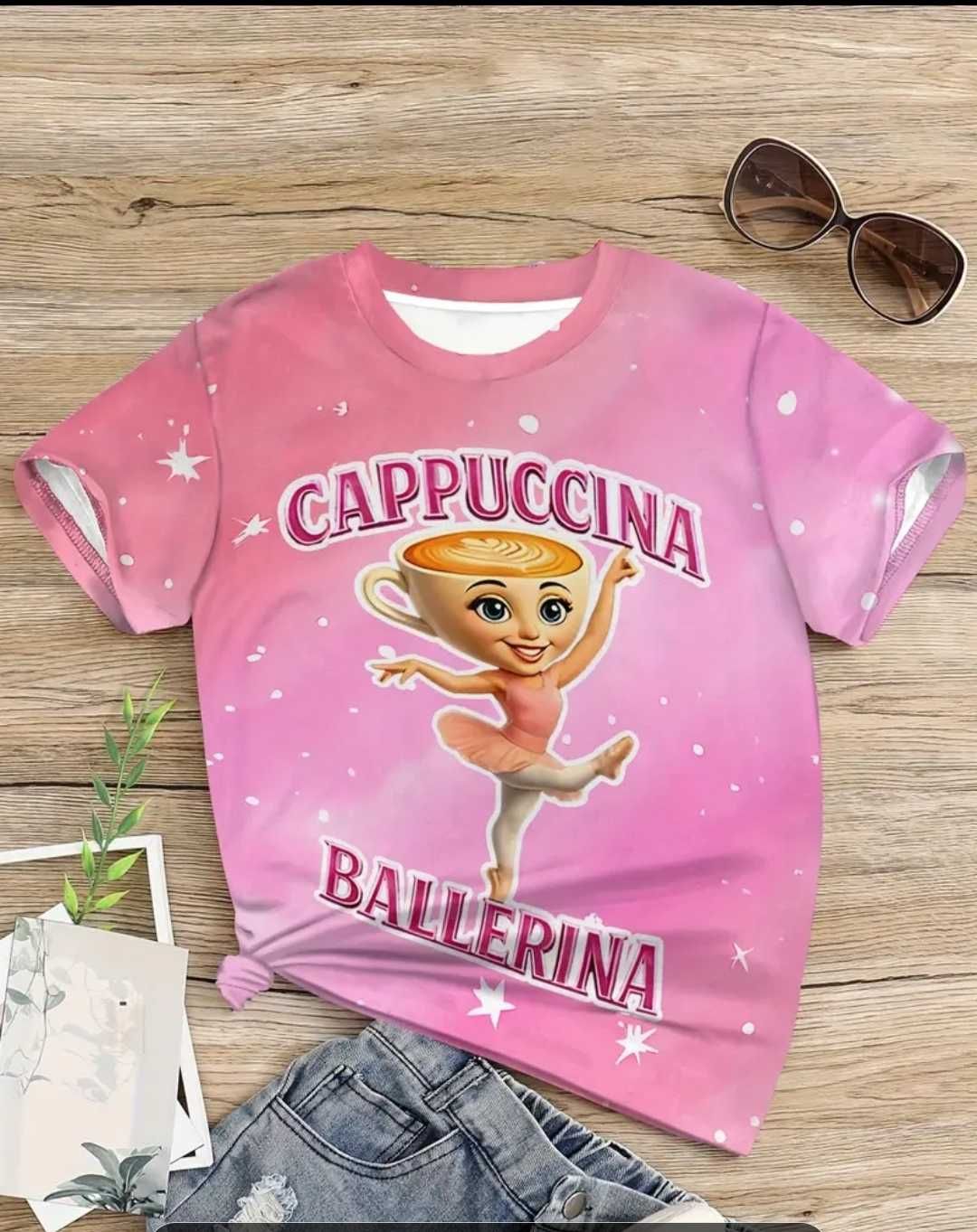 Koszulka dla dziewczynki różowa roz 122/128 HIT CAPPUCCINA