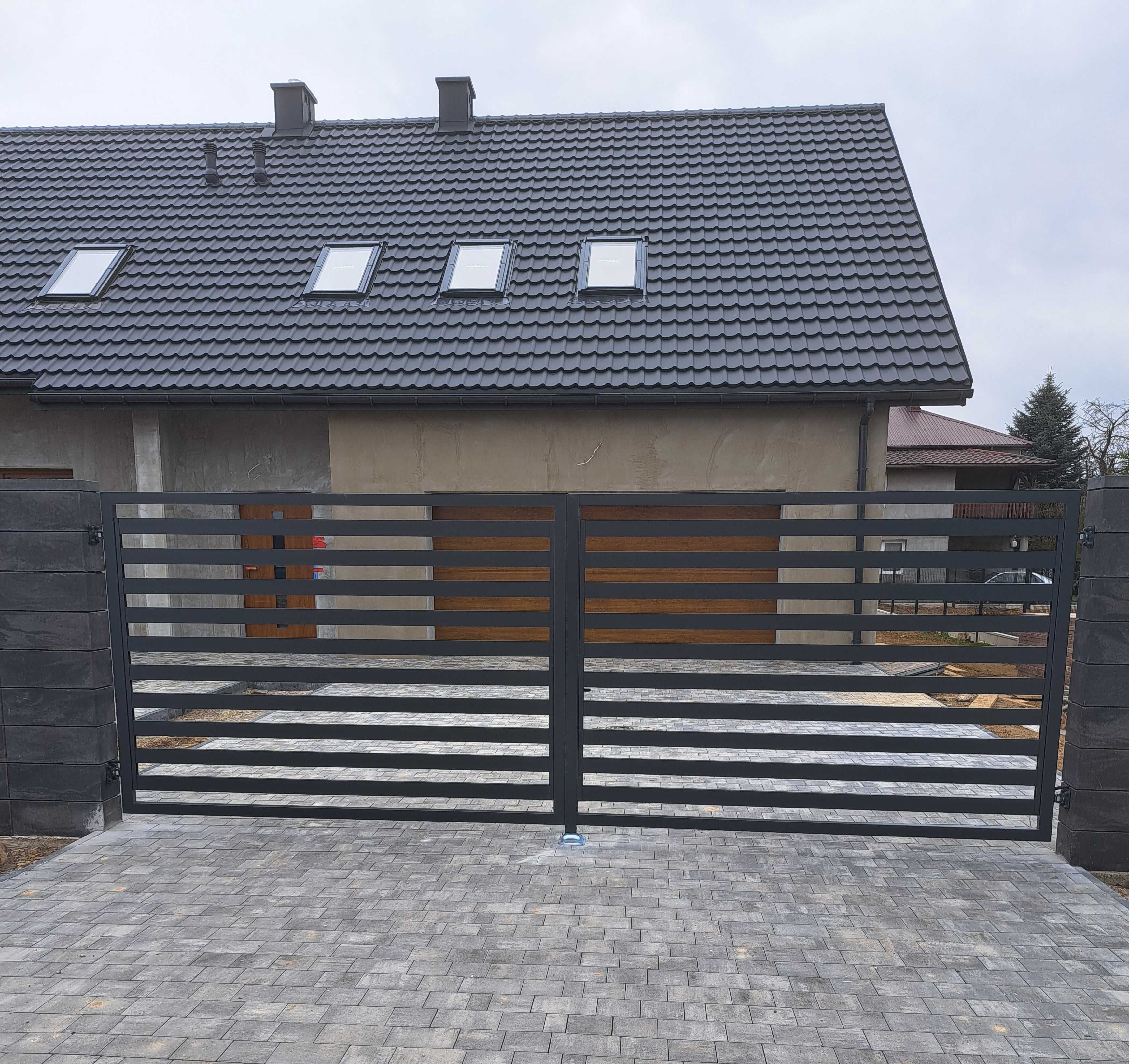 Brama przesuwna, dwuskrzydłowa,furtka, panel, ocynk,aluminium