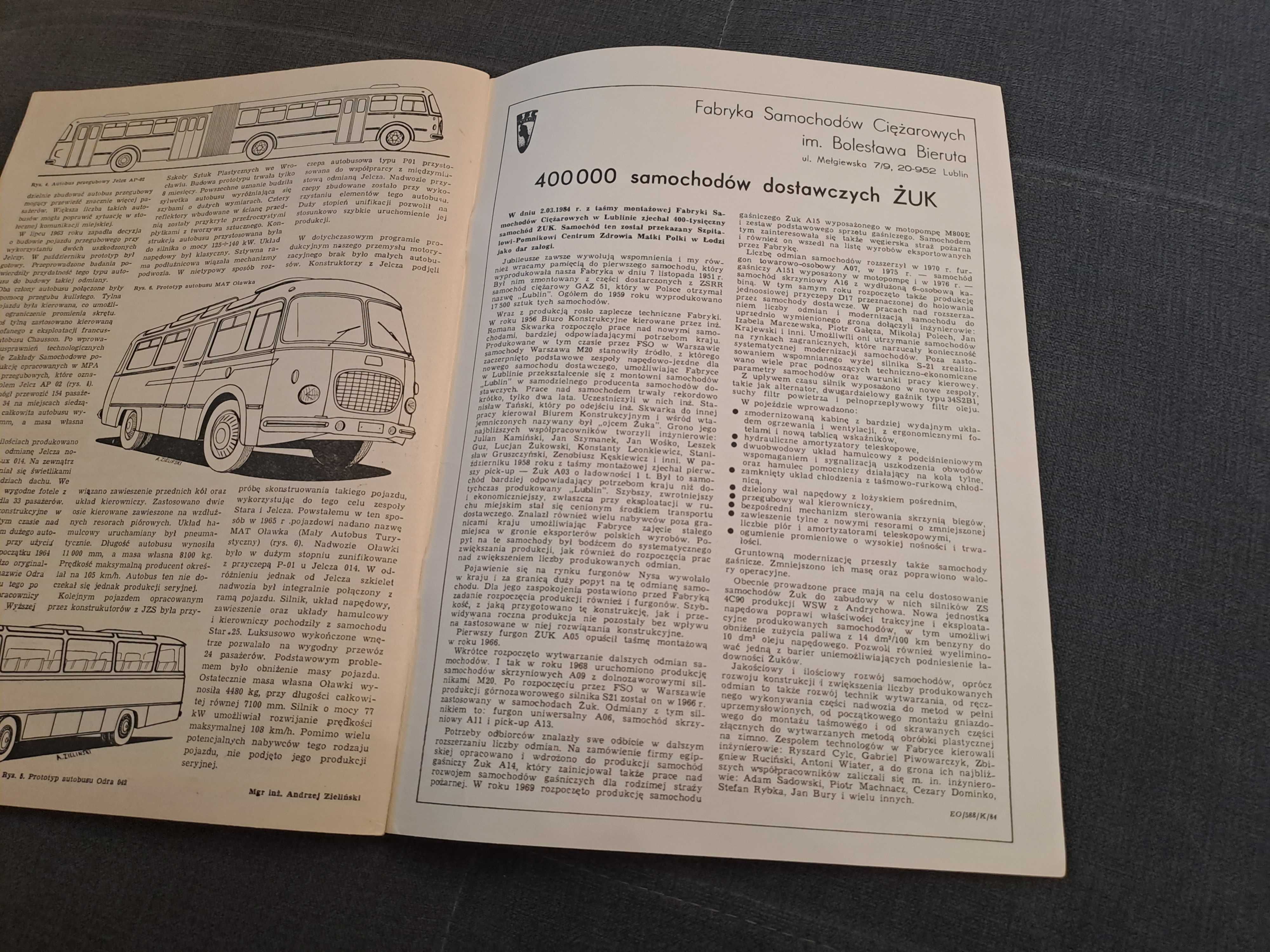 ATM 8/1984 Renault 25 Autobusy JELCZ reklama FSC Żuk