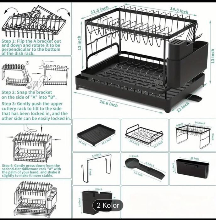 Dwupoziomowa suszarka do naczyń