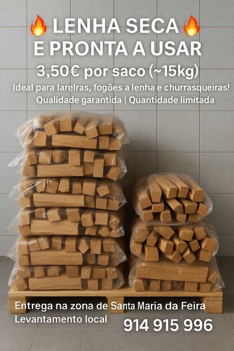 Sacos de lenha de faia