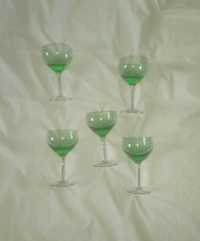 Бокалы зелёные винтажные, бокалы зеленое стекло, бокалы винные раритет