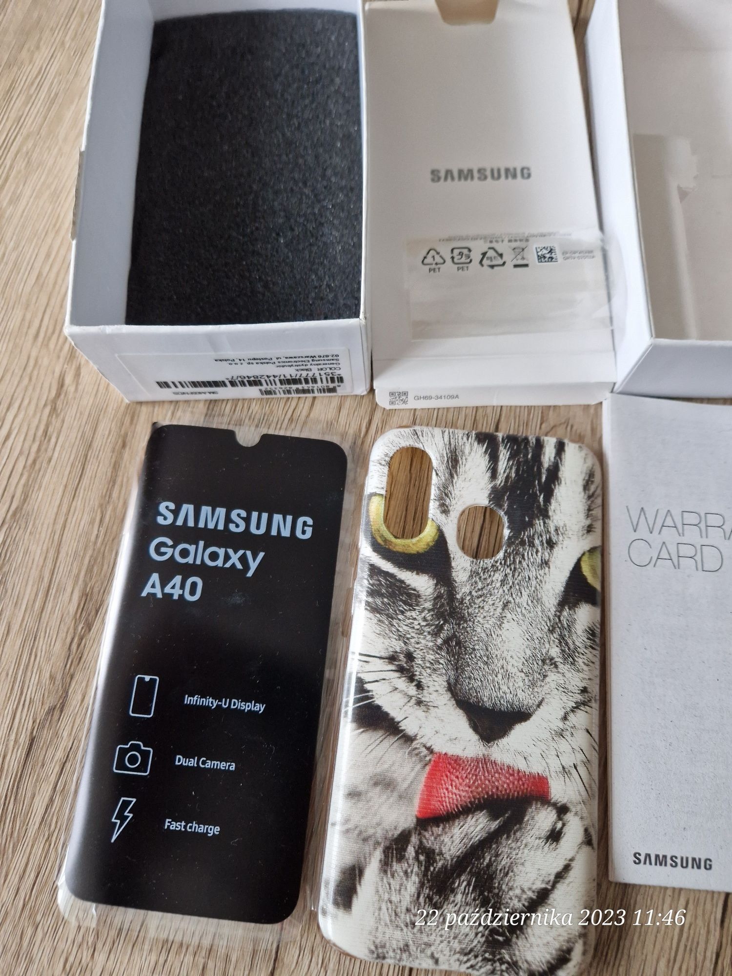 Samsung A40 pudełko + etui