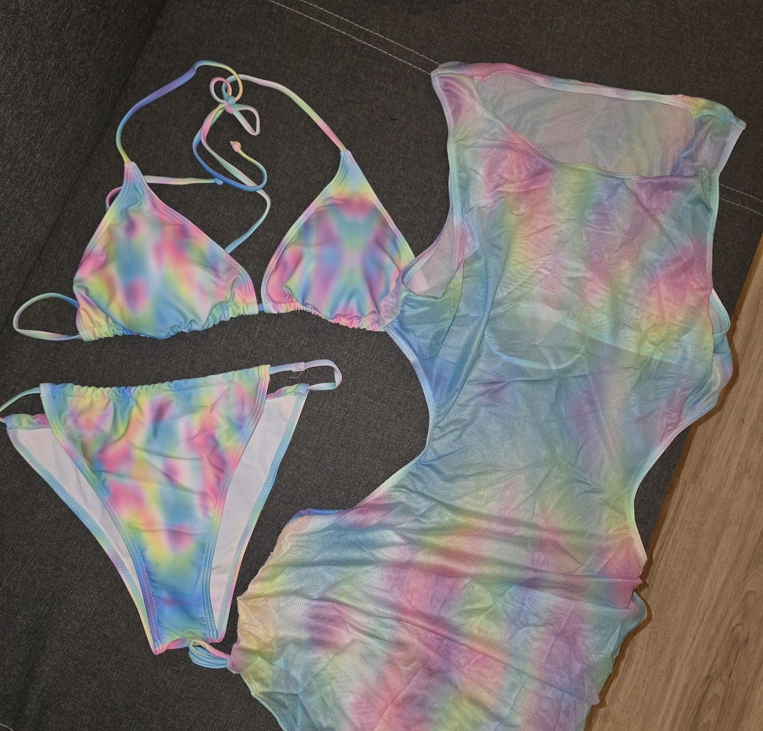 Bikini plus sukienka z siateczki L