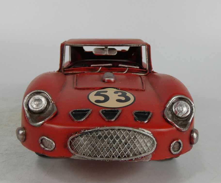 Metalowy model auto samochód RETRO pojazd wyścigowy czerwony 28 cm