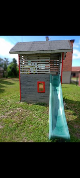 Domek dla dzieci drewniany,plac zabaw, zjeżdżalnia