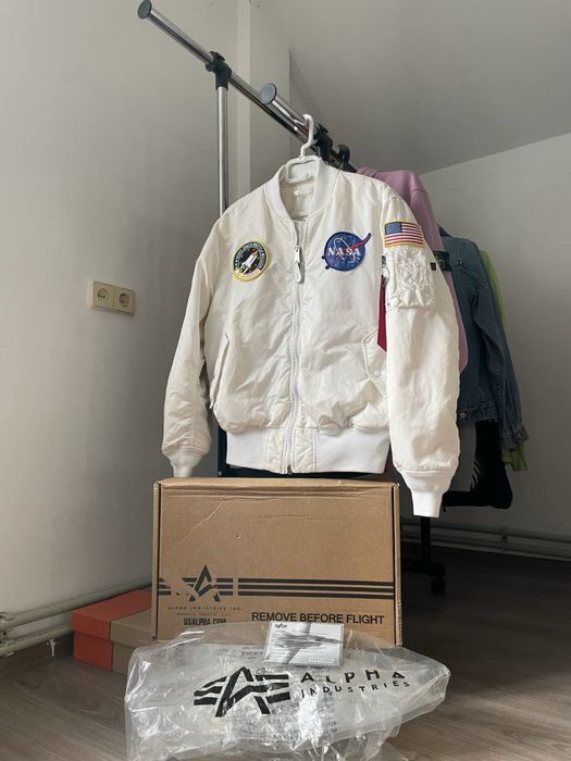 Куртка бомбер Біла NASA Alpha cp Industries Ma-1  wax rl