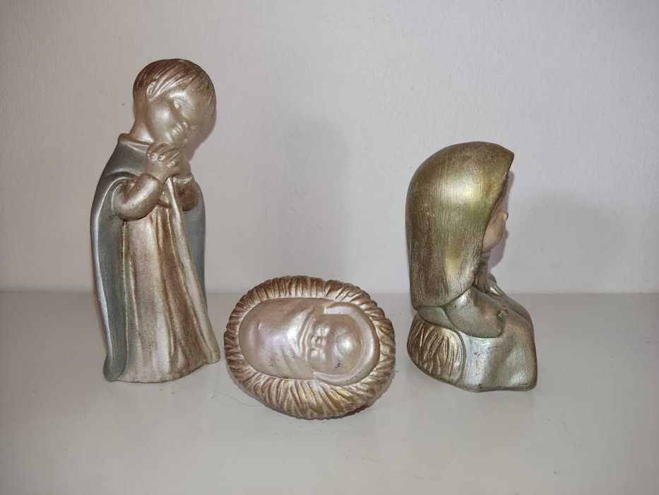 Presépio infantil 3 figuras gesso pintadas à mão