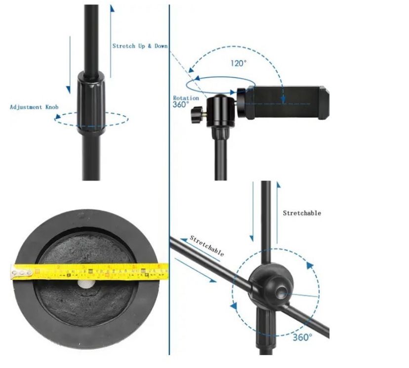 Штатив держатель Блогер для смартфона кольцевой лампы настольная