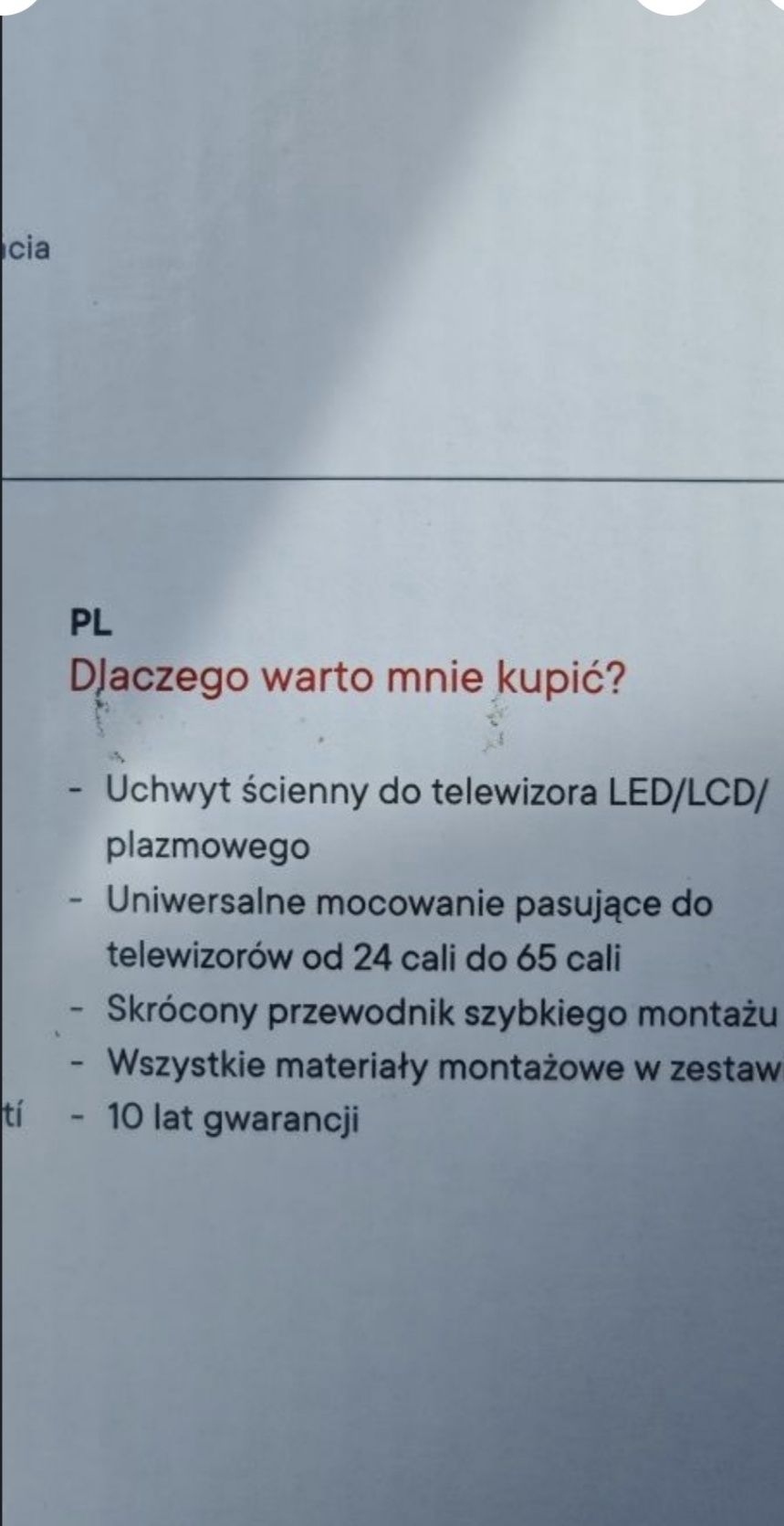 Uchwyt ścienny do TV LED LCD od 24-65 cali