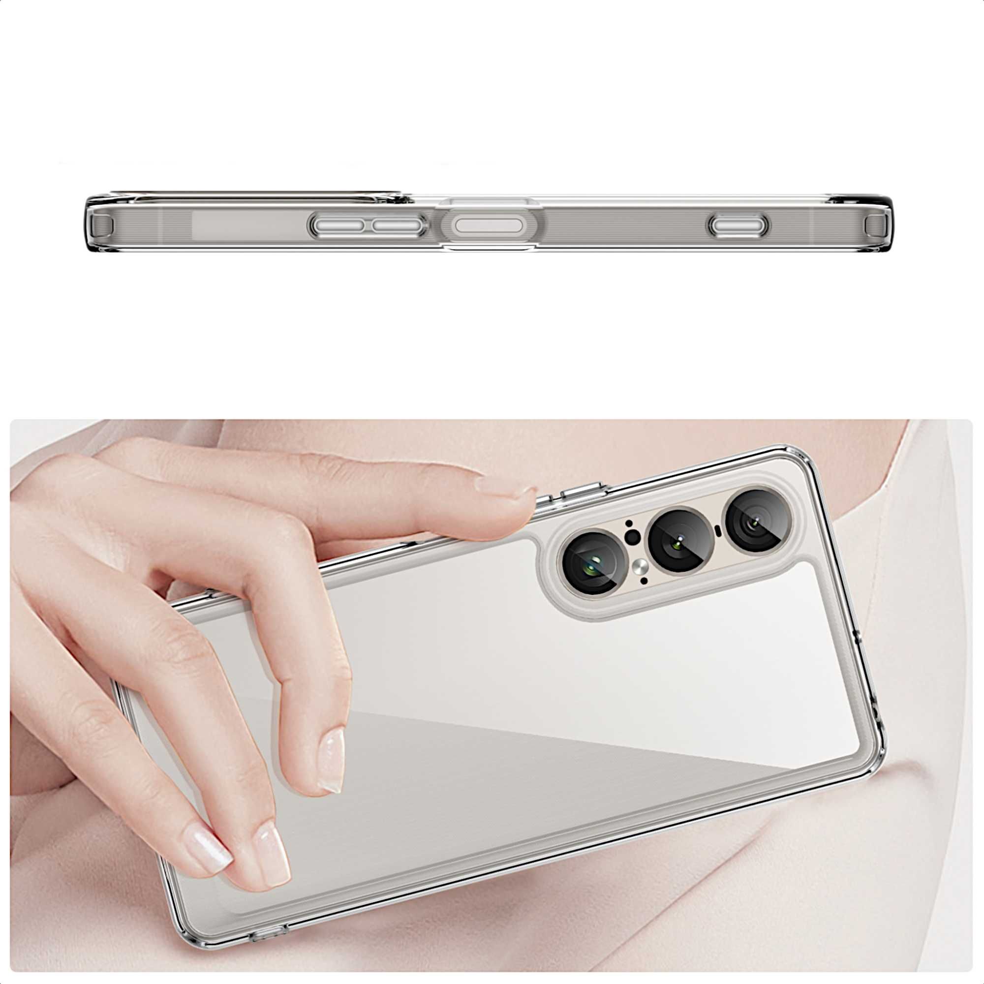Etui ELEVATE HEXAGON do Sony Xperia 1 VII - Clear
