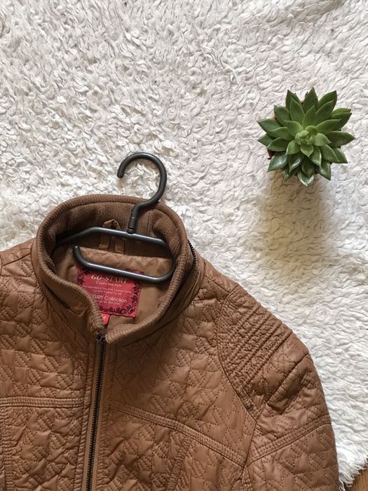 Brązowa skórzana wiosenna kurtka jesienna