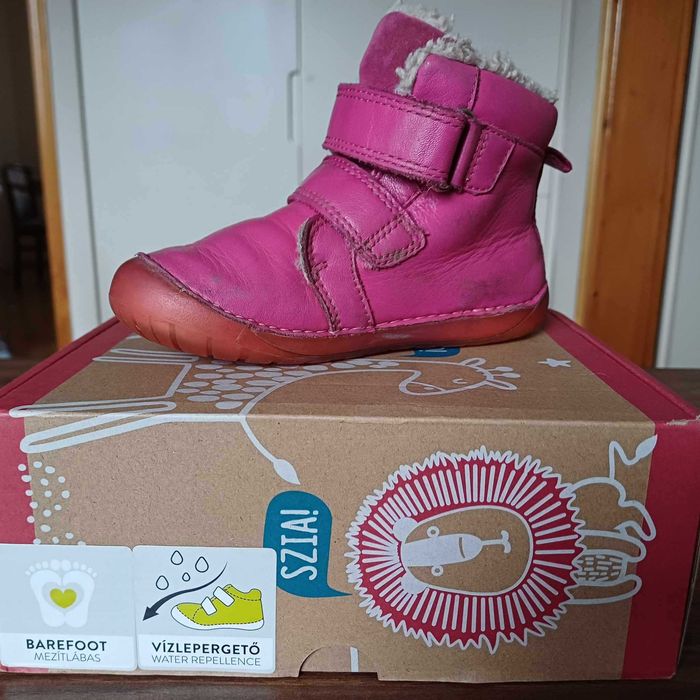 Buciki zimowe, śniegowce dla dziewczynki DD step barefoot różowe 24