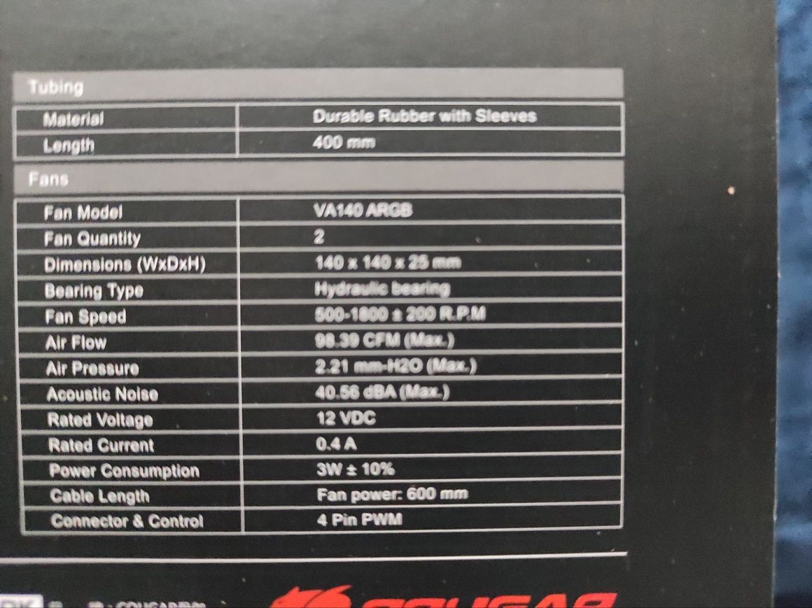 Cuguar Aqua 280 ARGB nowy