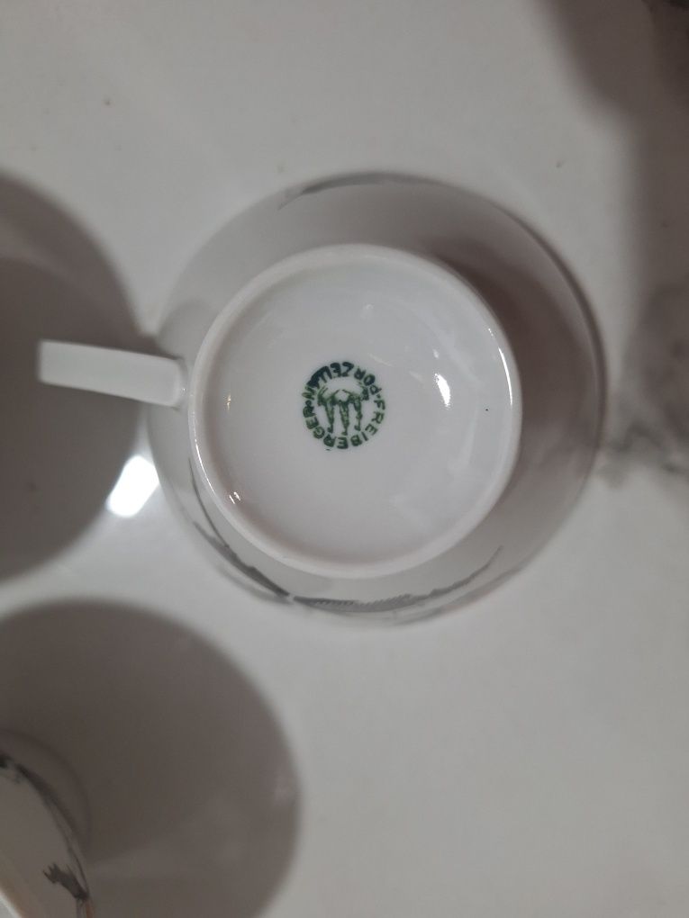 9 filiżanek dzbanek cukiernica zestaw serwis porcelana freiberger