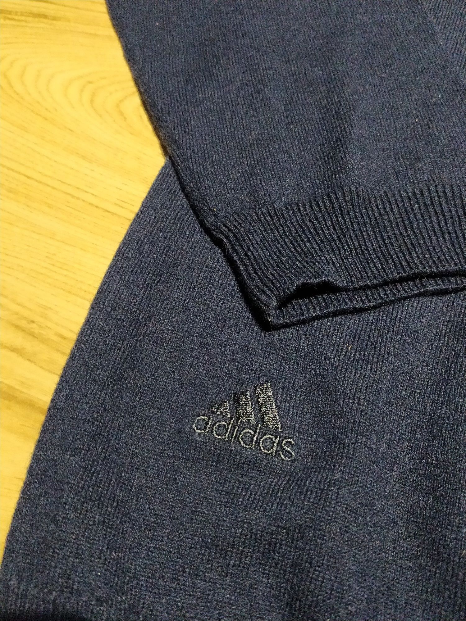 Nowy Granatowy Wełniany Sweter Adidas