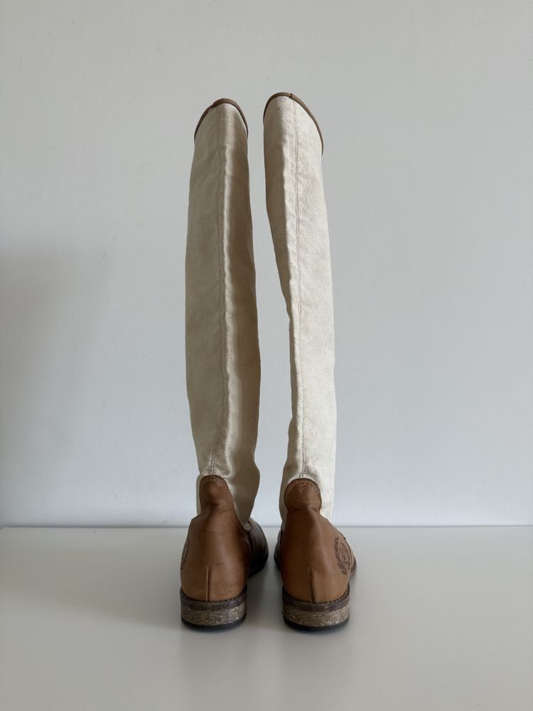 Vintage Boots - kozaki ze skóry i płótna