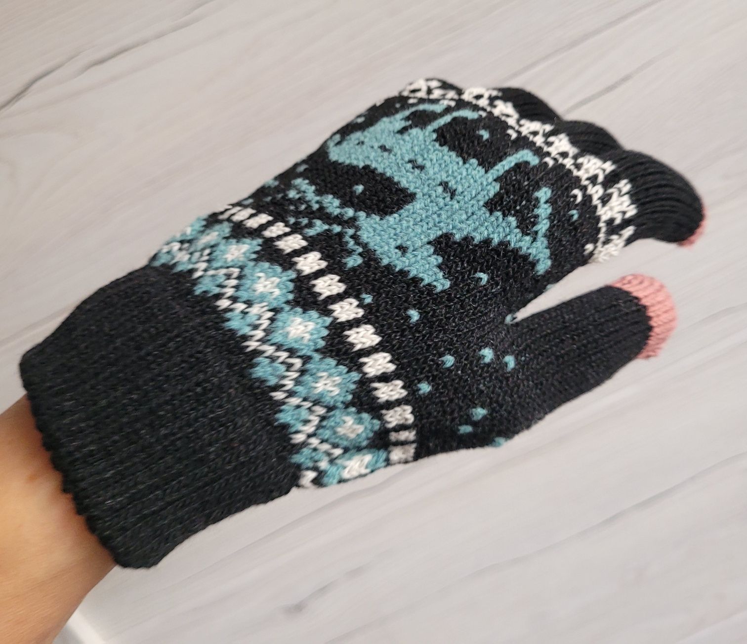 Ciepłe Rękawiczki z printem zimowym Nowe