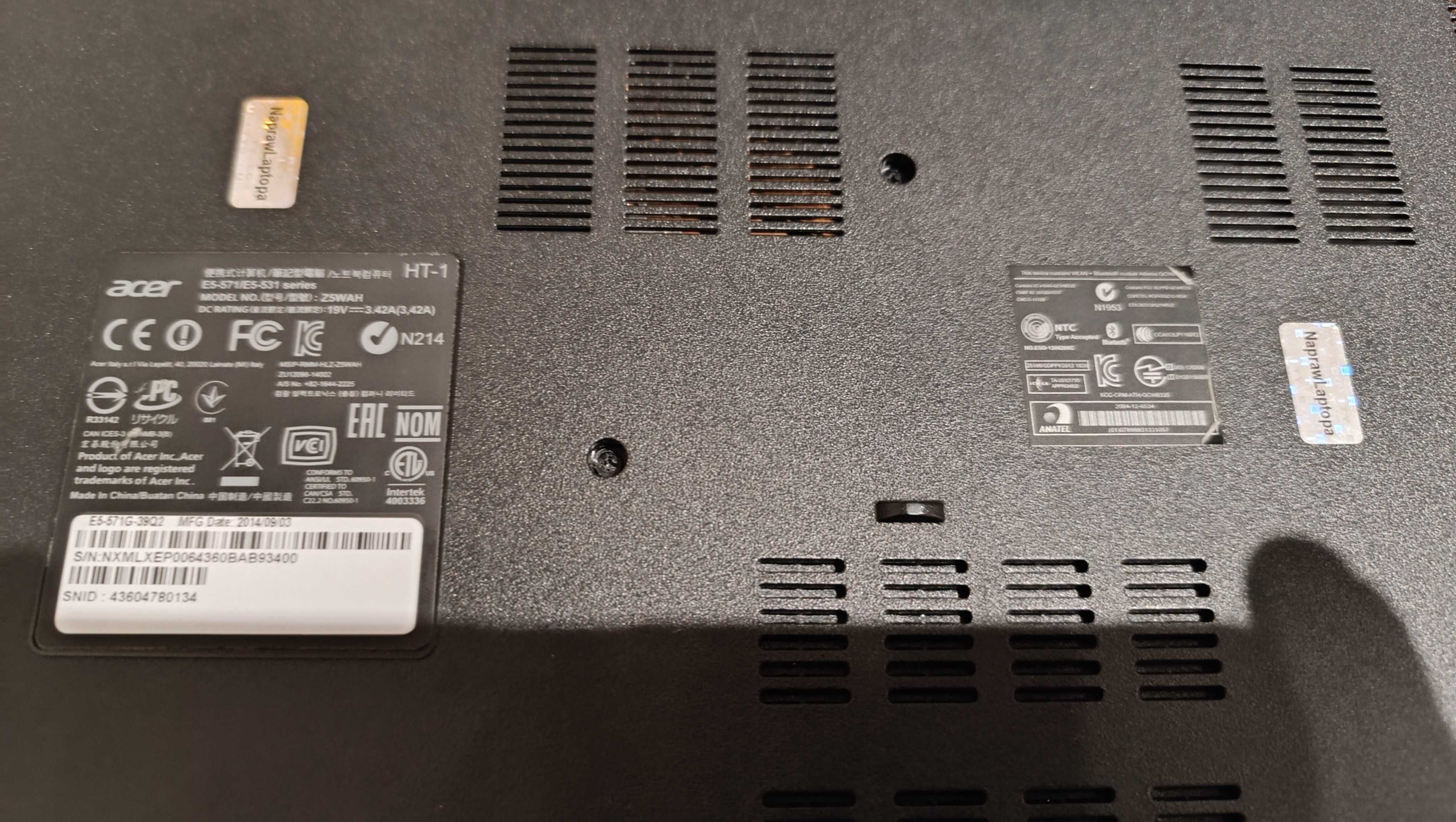 Laptop ACER Aspire E 15  (E5-571G-39Q2) / NVIDIA GeForce  820M 1GB