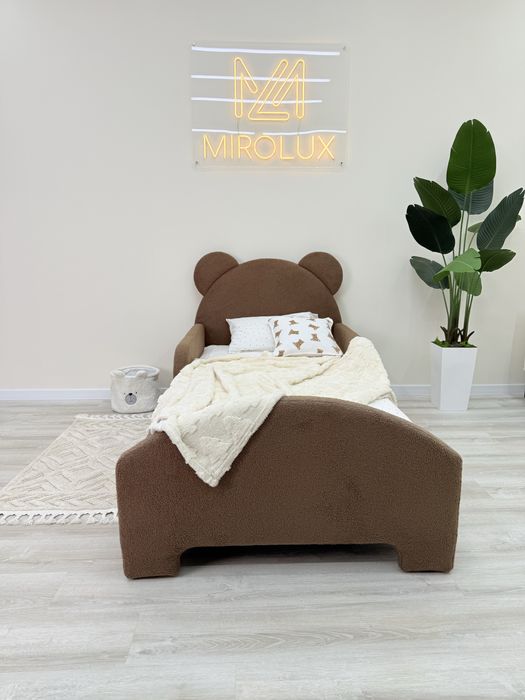 Дитяче ліжко Ведмедик, коричневе, розмір 80х160 з матрасом