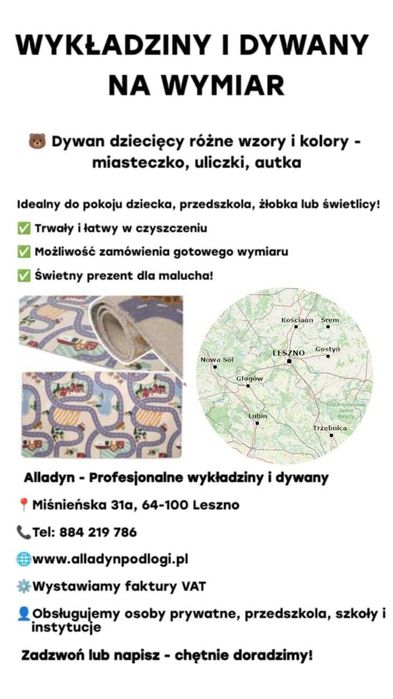 Wykładziny dywanowe i PCV – Sprzedaż, Wysyłka, Montaż – Alladyn Leszno