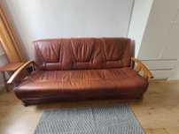 Sofa skórzana, rozkładana, na sprzedaż