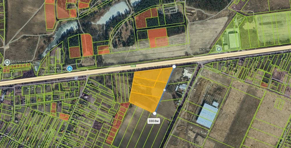 Фасадна ділянка  5 гектарів,  житомирська траса 20 км до Києва
