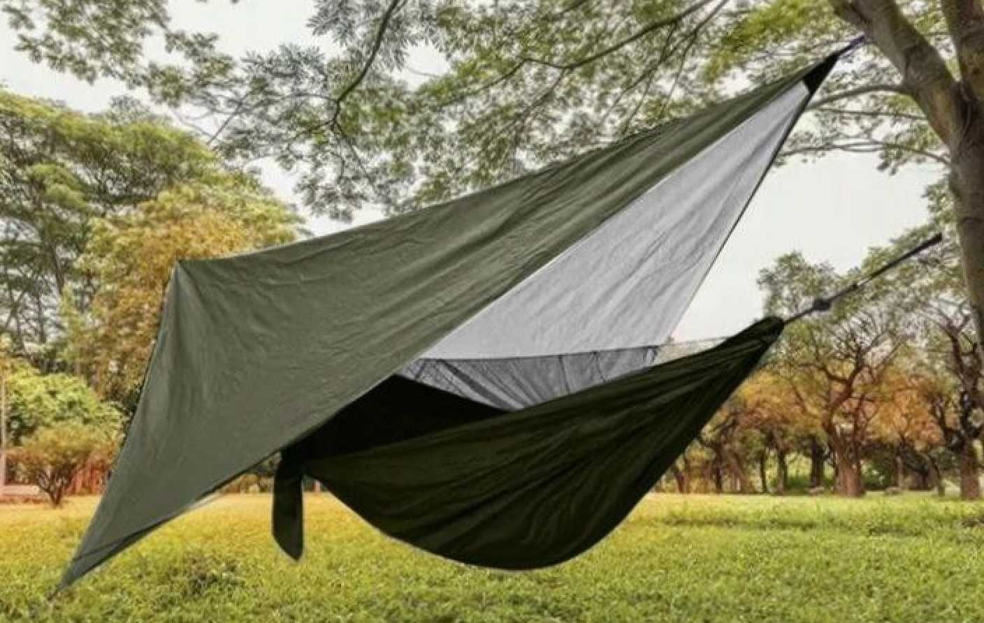 Zestaw XXL Hamak z Moskitierą Turystyczny Survival 250kg + Tarp +Torba
