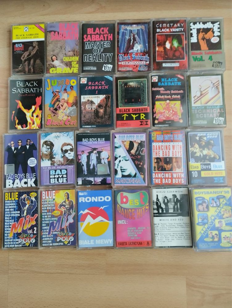 Kaseta Black Sabath Boney M disco polo rock pop ACDC Metalika Akcent