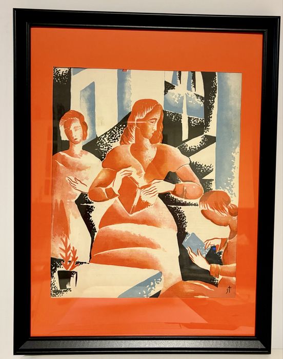 stare przedwojenne grafiki art Deco w oprawie vintage design grafika