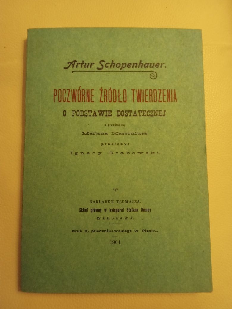 A. Schopenhauer poczwórne źródło twierdzenia