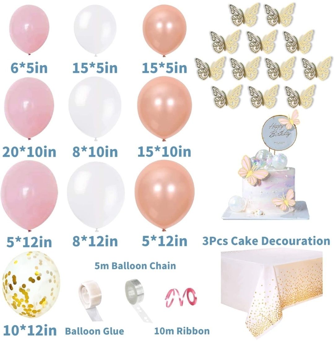 Łuk z różowych balonów urodziny chrzest ślub baby shower