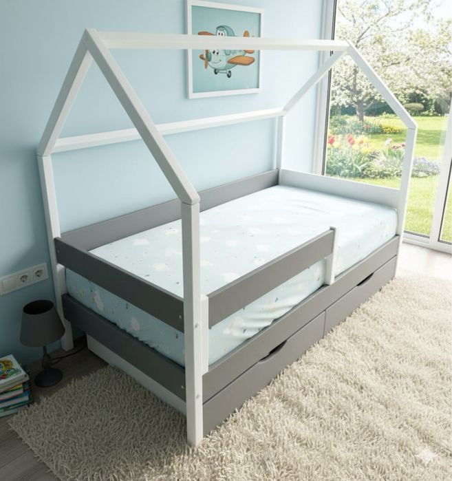 Кровать деревянная детская домик ліжко будиночок кроватка монтессорі 3