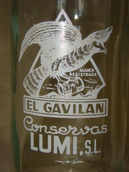 Frasco antigo de conservas EL GAVILAN