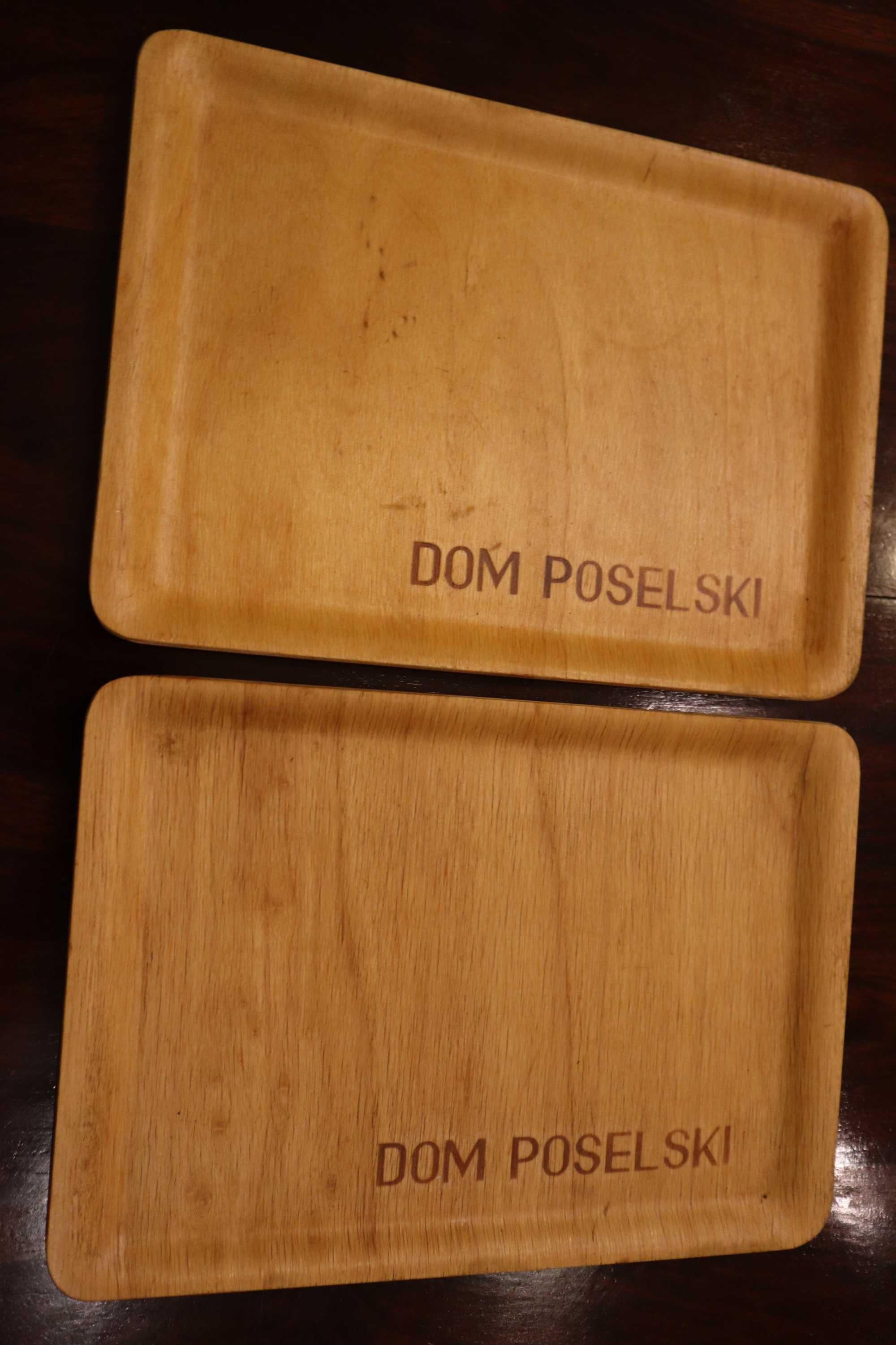 Taca drewniana DOM POSELSKI 2 SZT  PRL VINTAGE B031502
