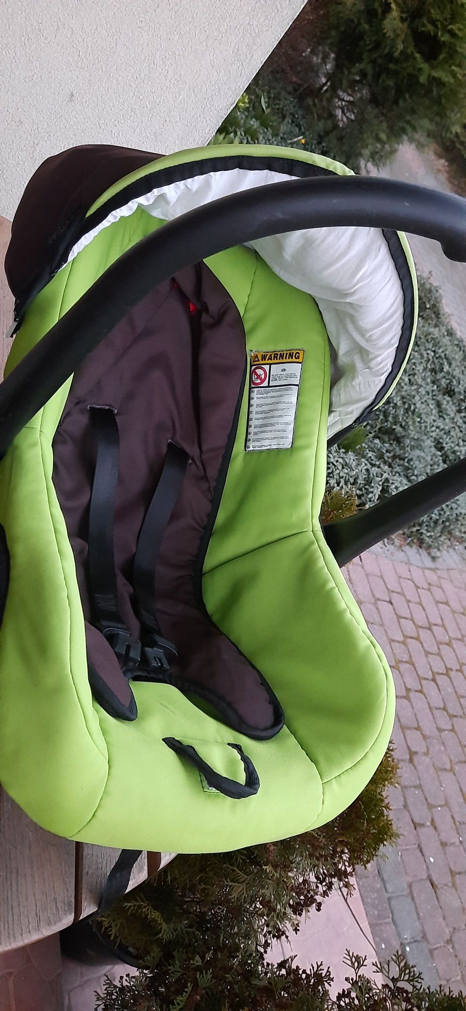 Fotelik nosidełko bujaczek Capri dla dzieci 0-10  kg zielony z brązow